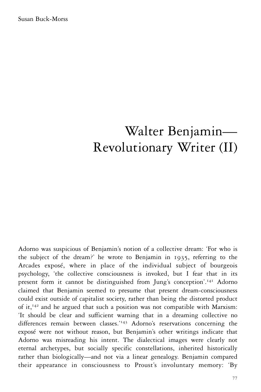 Walter BenjaminâRevolutionary Writer (II) by Susan Buck-Morss