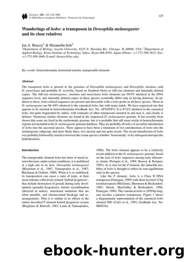 Wanderings of <Emphasis Type="Italic">Hobo<Emphasis>: A Transposon in <Emphasis Type="Italic">Drosophila Melanogaster<Emphasis> and its Close Relatives by Unknown