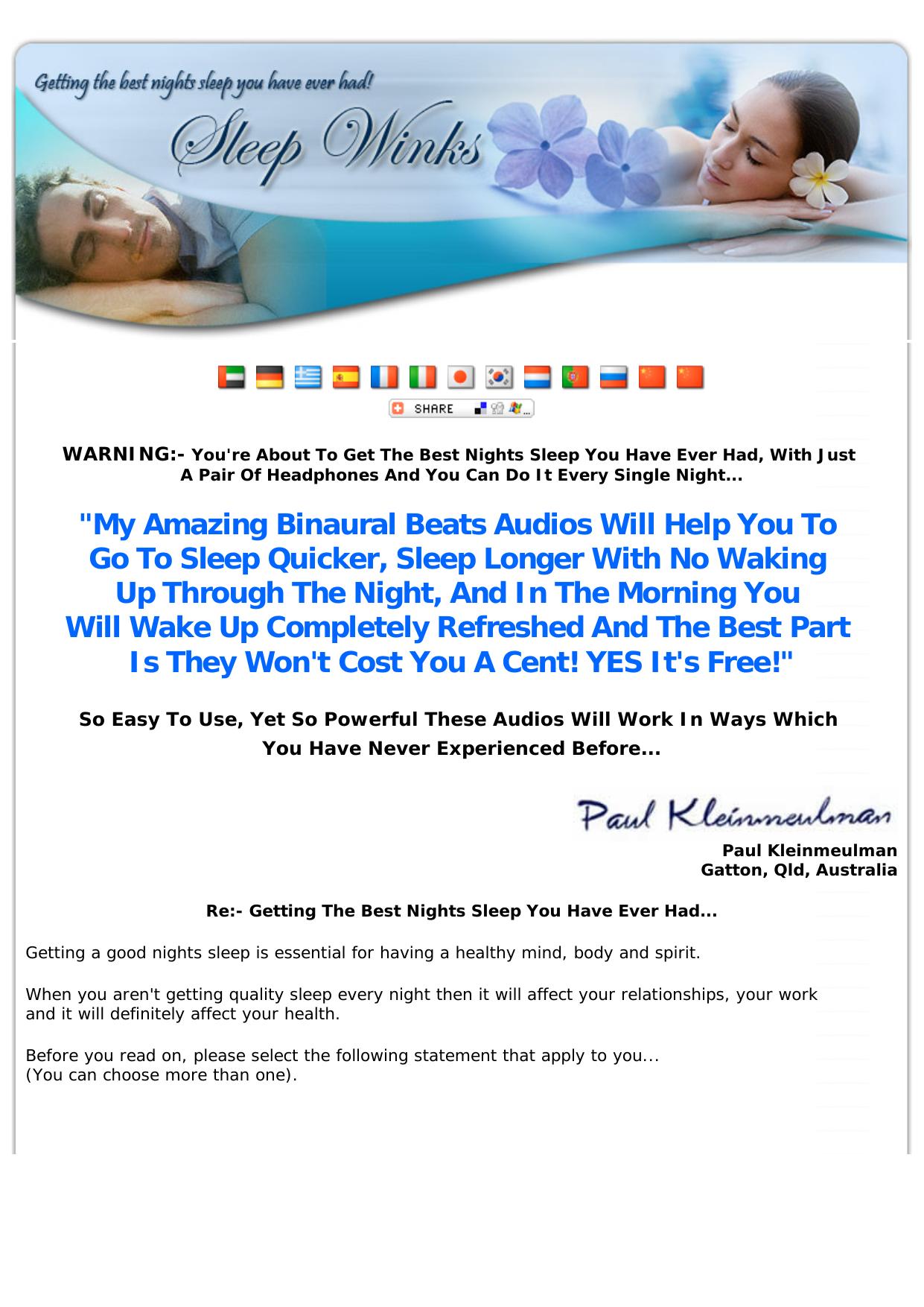 Want An Insomnia Cure - Grab My 3 Free Sleep Binaural Beats Mp3s. by Best of Kuszter's Collection