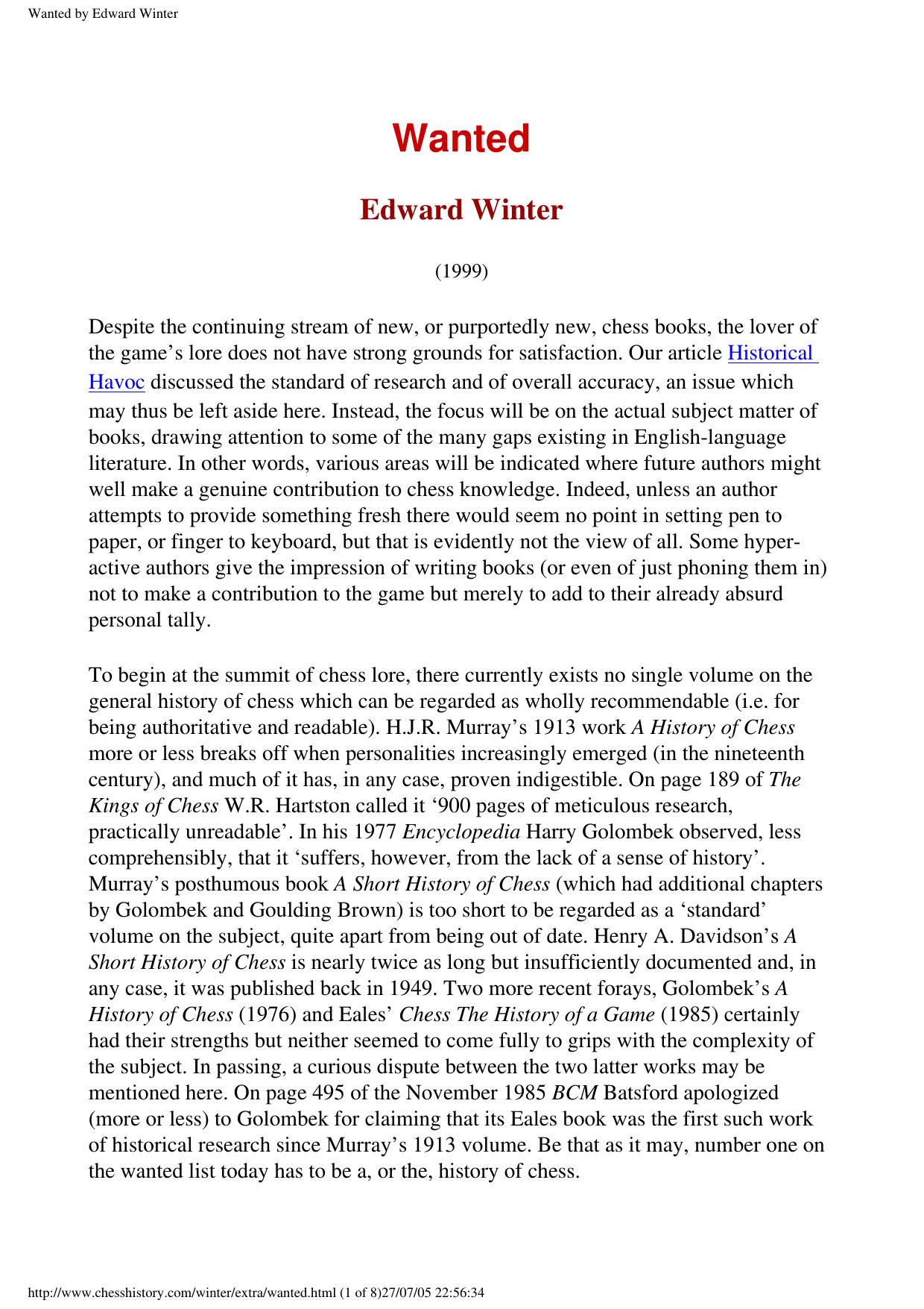 Wanted by Edward Winter by Wanted