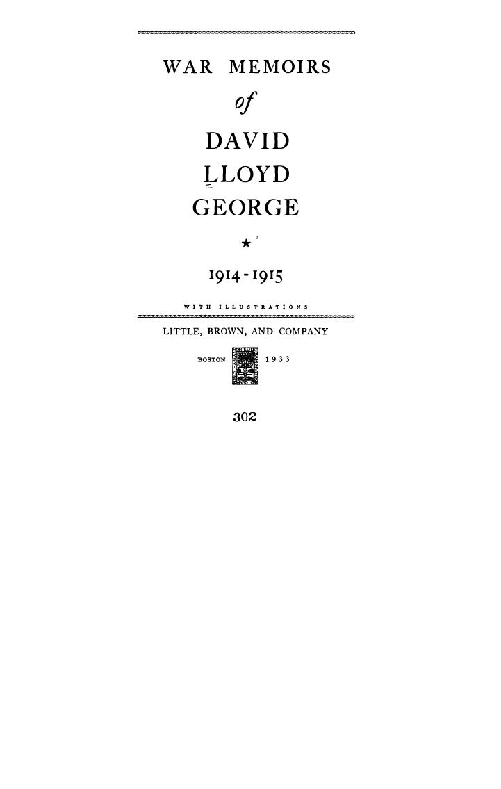 War memoirs of David Lloyd George 1914-1915 by Lloyd George