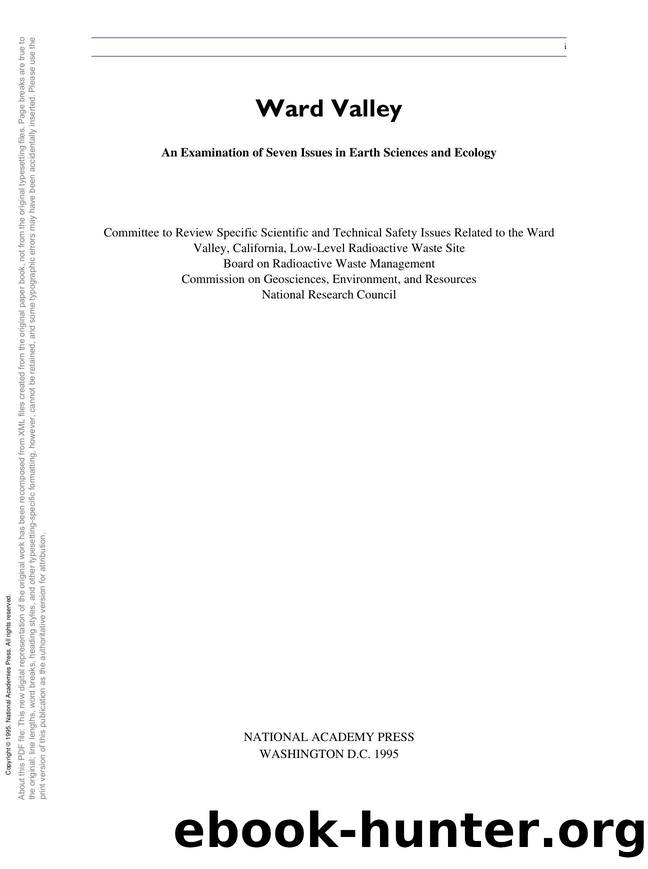 Ward Valley : An Examination of Seven Issues in Earth Sciences and Ecology by unknow
