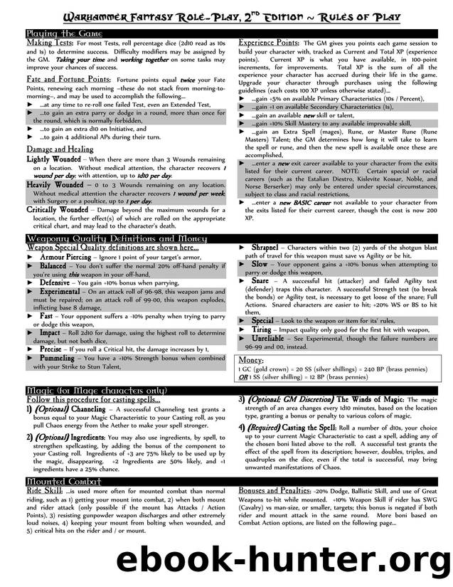 Warhammer Fantasy RolePlay, 2nd Edition ~ Rules of Play by The Wolf