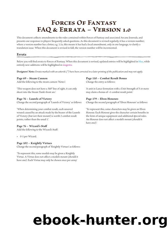 Warhammer The Old World Forces of Fantasy FAQ 09.04.2024 by Unknown