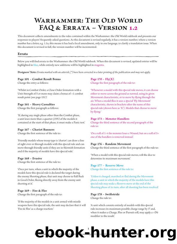 Warhammer The Old World Rulebook FAQ v1.2 18.07.2024 by Unknown