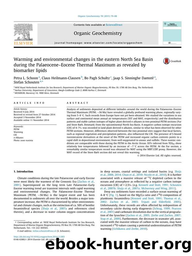 Warming and environmental changes in the eastern North Sea Basin during the PalaeoceneÃ¢â¬âEocene Thermal Maximum as revealed by biomarker lipids by unknow