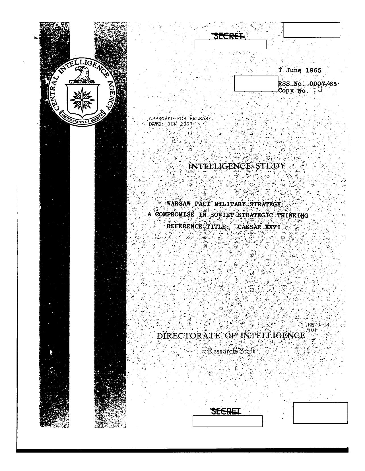 Warsaw Pact Military Strategy A Compromise in Soviet Strategic Thinking by Unknown