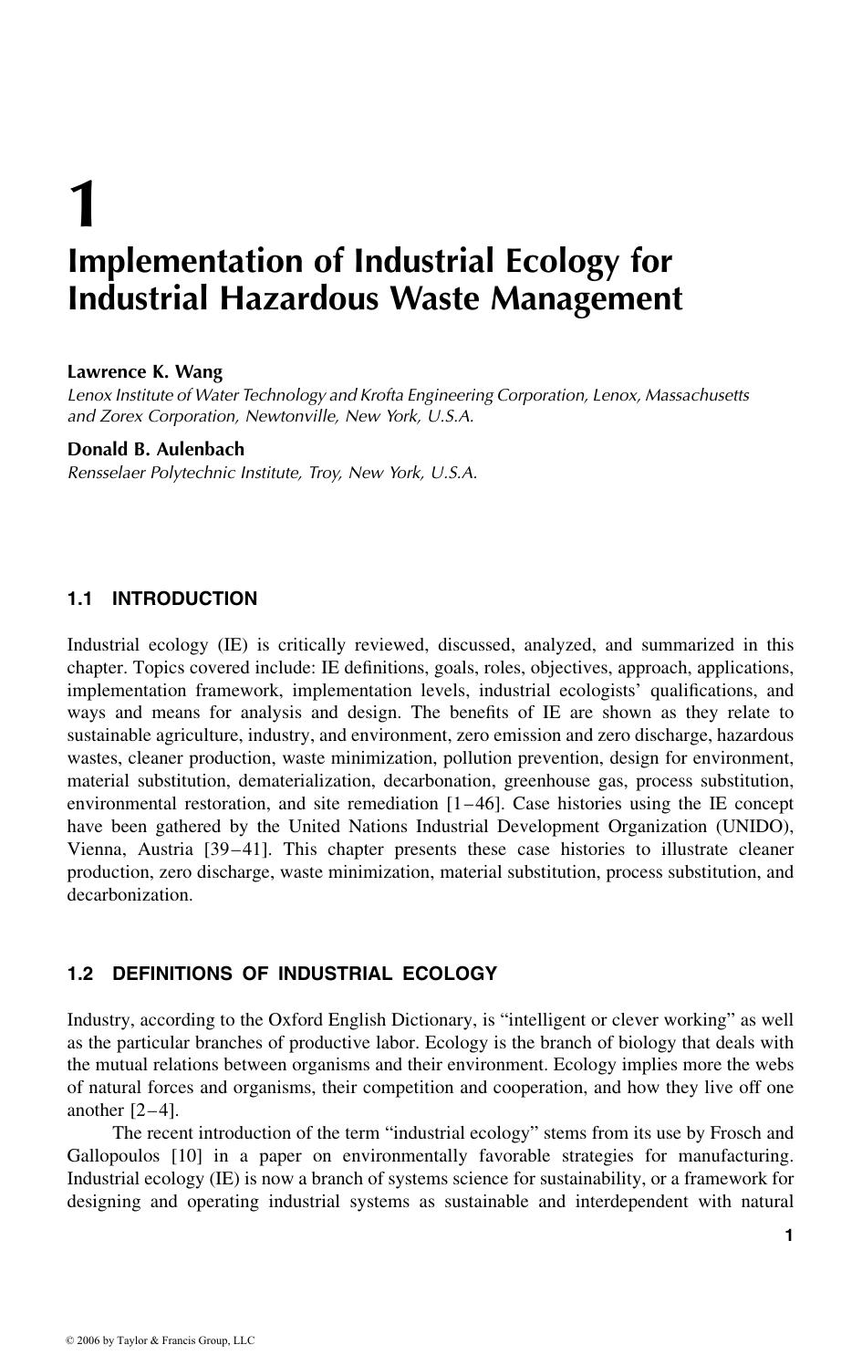 Waste Treatment in the Process Industries by Lawrence K. Wang and Donald B. Aulenbach