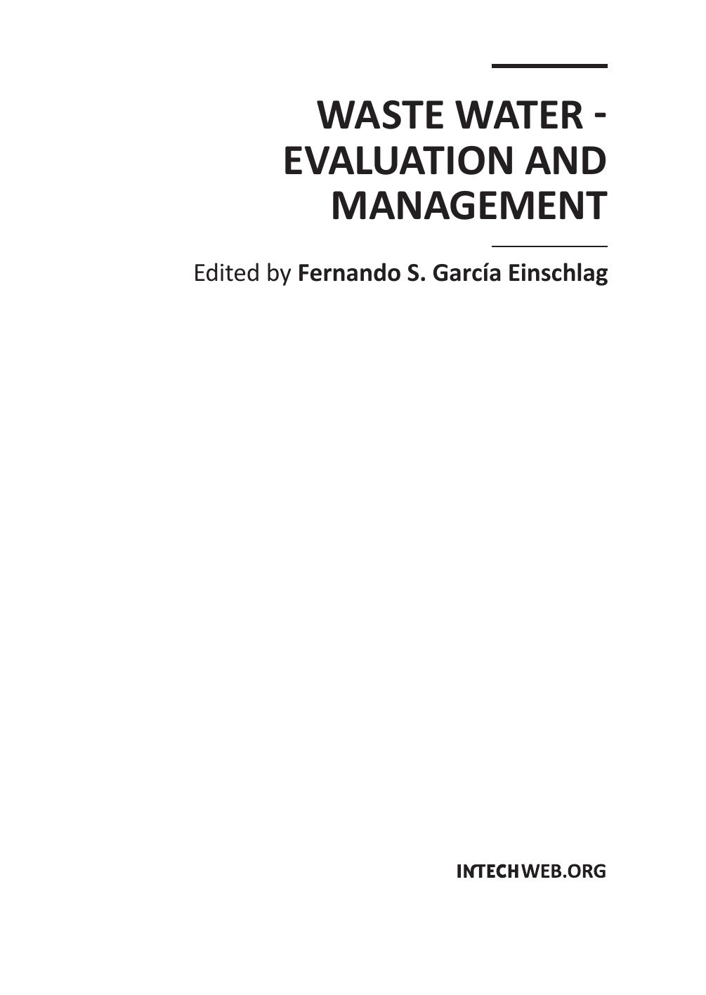 Waste Water - Evaluation and Management by F. Einschlag