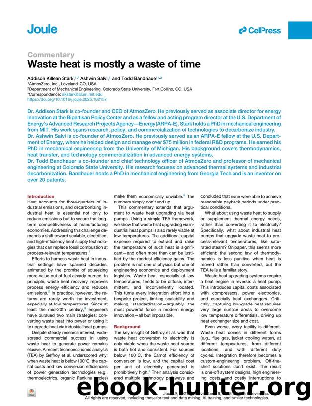 Waste heat is mostly a waste of time by Addison Killean Stark & Ashwin Salvi & Todd Bandhauer