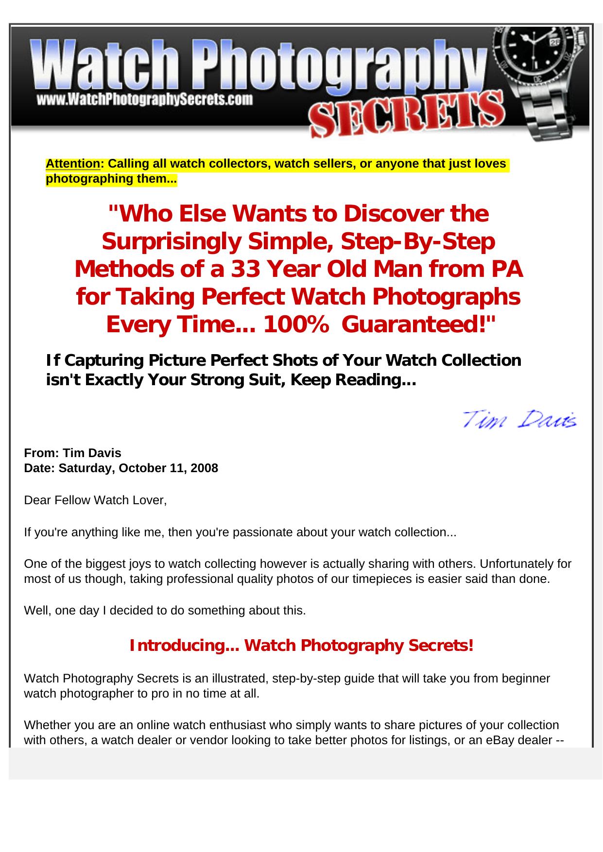 Watch Photography Secrets - Learn How To Take Better Watch Photos Now! by Best of Kuszter's Collection