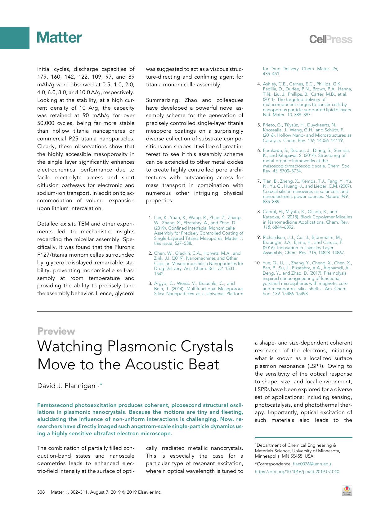 Watching Plasmonic Crystals Move to the Acoustic Beat by David J. Flannigan