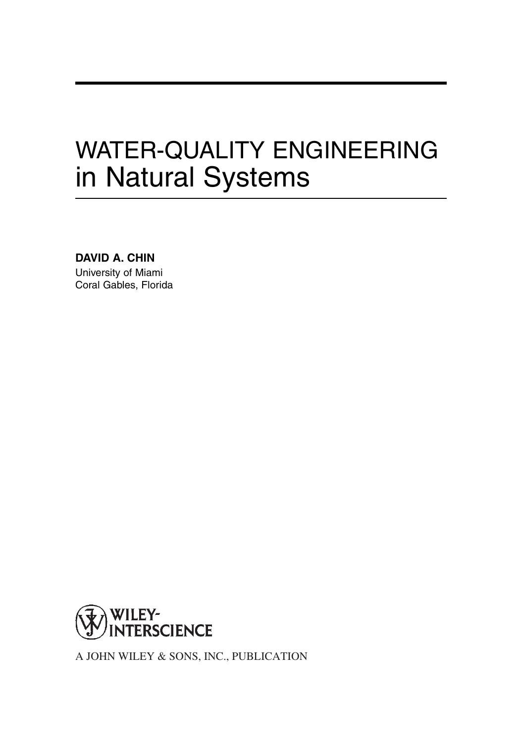 Water-Quality Engineering in Natural Systems by Unknown