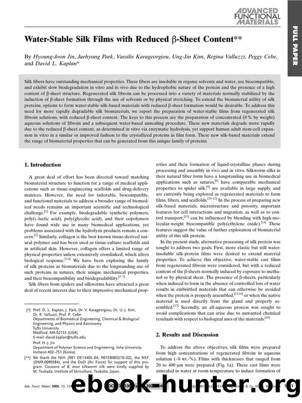 Water-Stable Silk Films with Reduced [bgr]-Sheet Content by Unknown