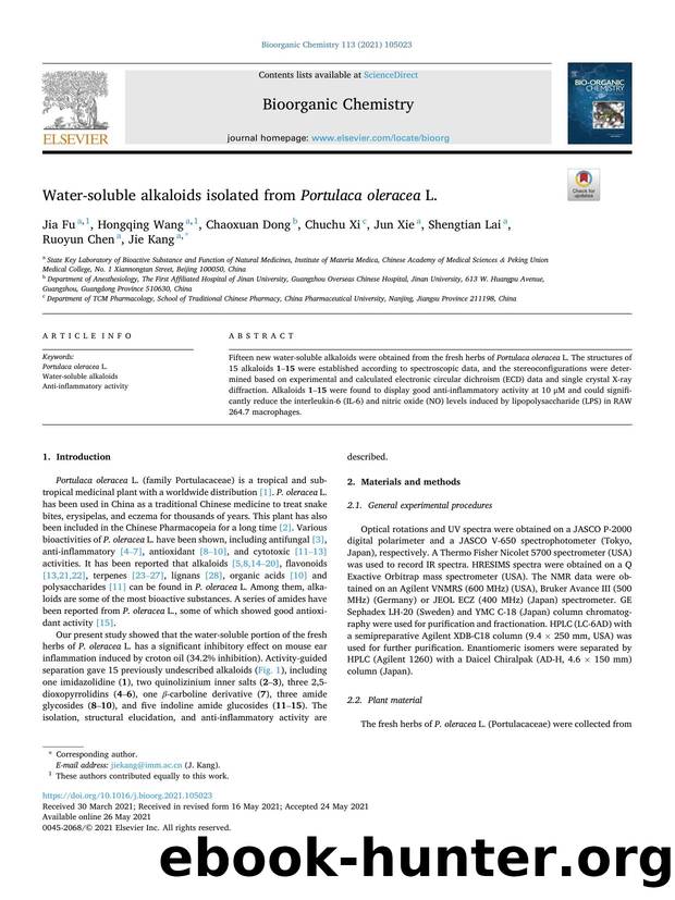 Water-soluble alkaloids isolated from Portulaca oleracea L. by unknow