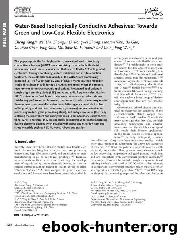 WaterBased Isotropically Conductive Adhesives: Towards Green and LowCost Flexible Electronics by wcu