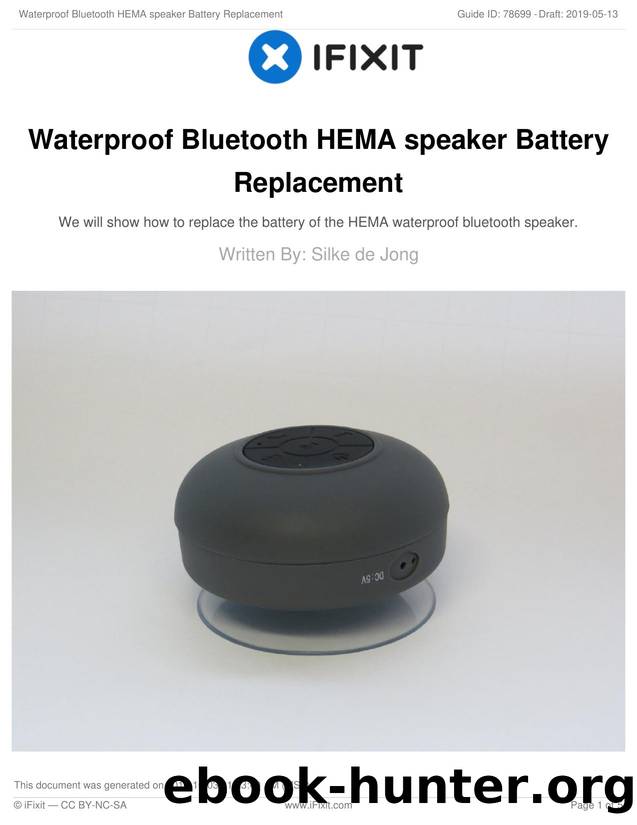 Waterproof Bluetooth HEMA speaker Battery Replacement by Unknown