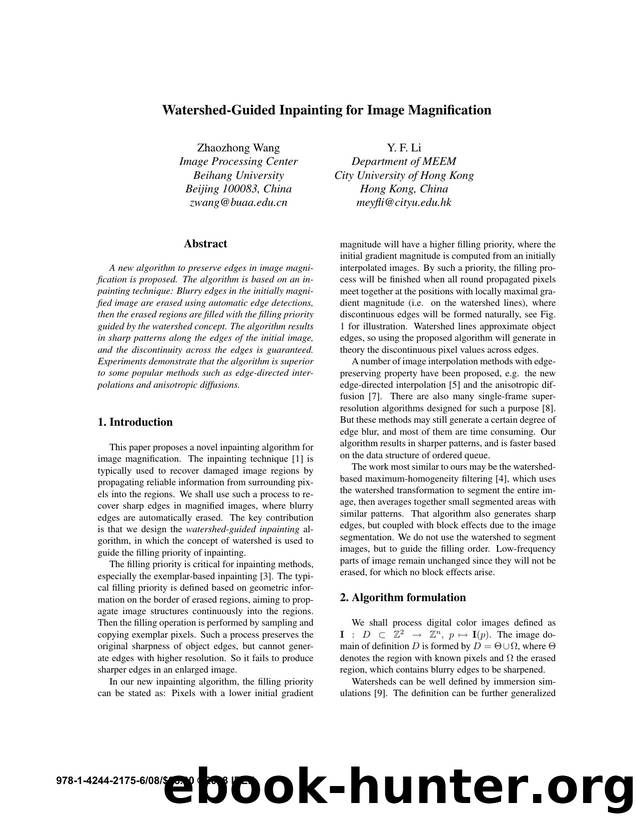 Watershed-Guided Inpainting for Image Magnification by 