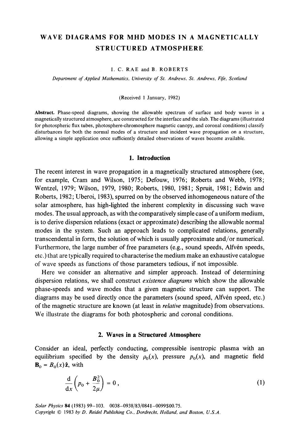 Wave diagrams for MHD modes in a magnetically structured atmosphere by Unknown