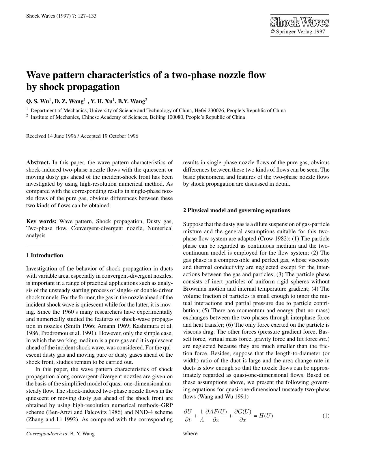 Wave pattern characteristics of a two-phase nozzle flow by shock propagation by Unknown