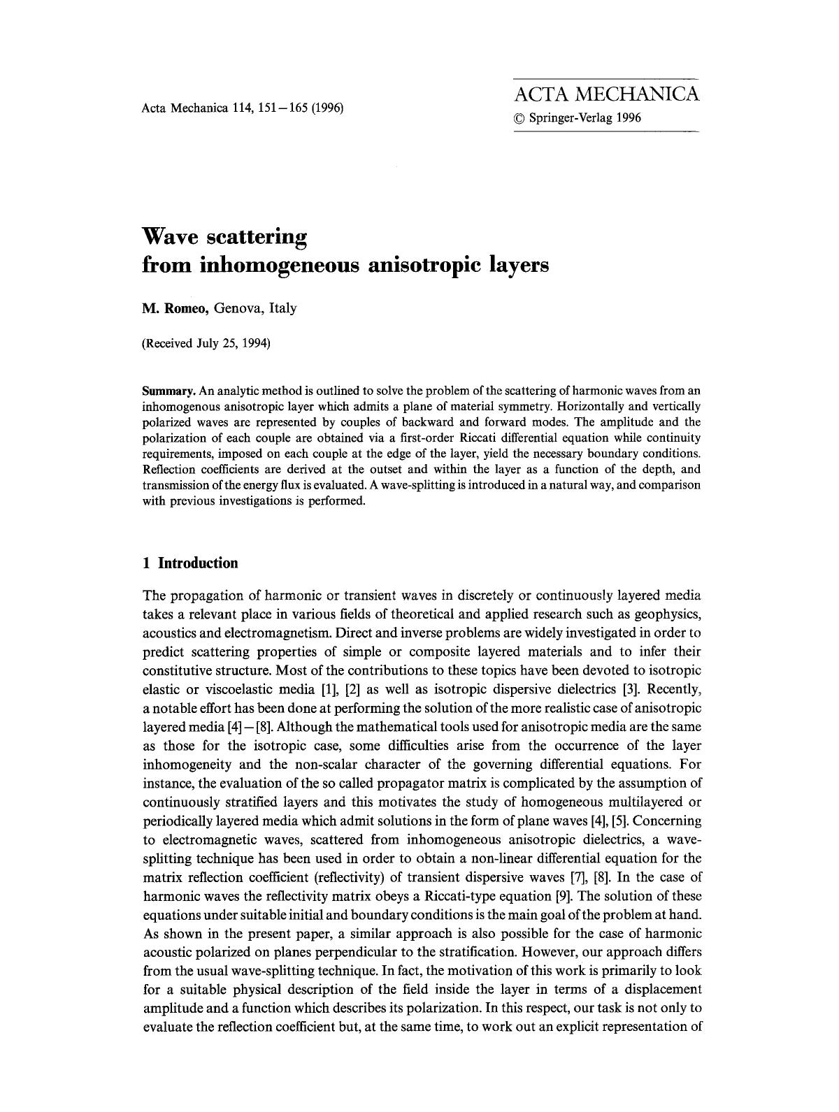Wave scattering from inhomogeneous anisotropic layers by Unknown