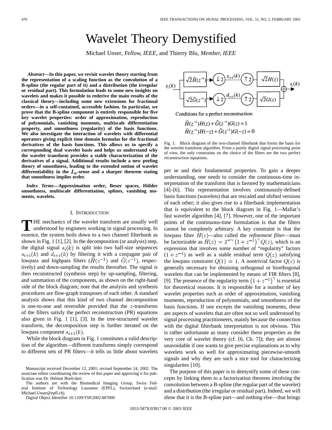 Wavelet theory demystified - Signal Processing, IEEE Transactions on by Unknown