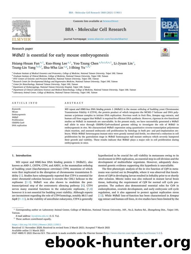 Wdhd1 is essential for early mouse embryogenesis by unknow