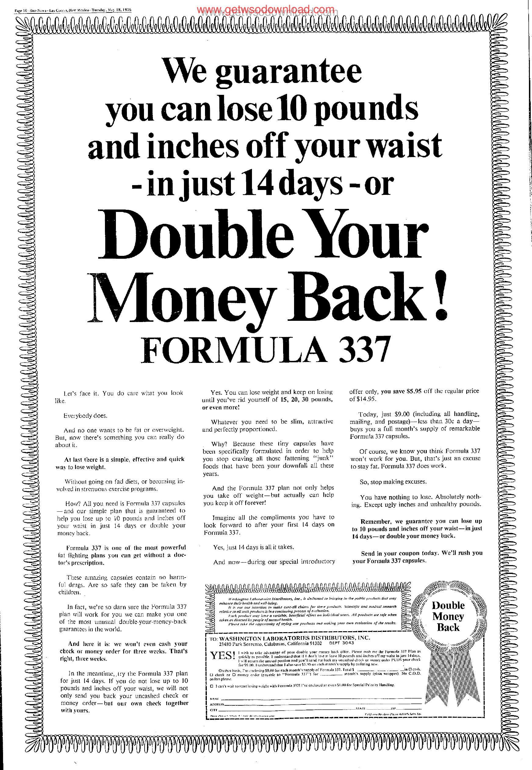 We guarantee you can lose 10 pounds and inches off your waist by Copyright 2006 Heritage Microfilm Inc. and Newspaperarchive.com