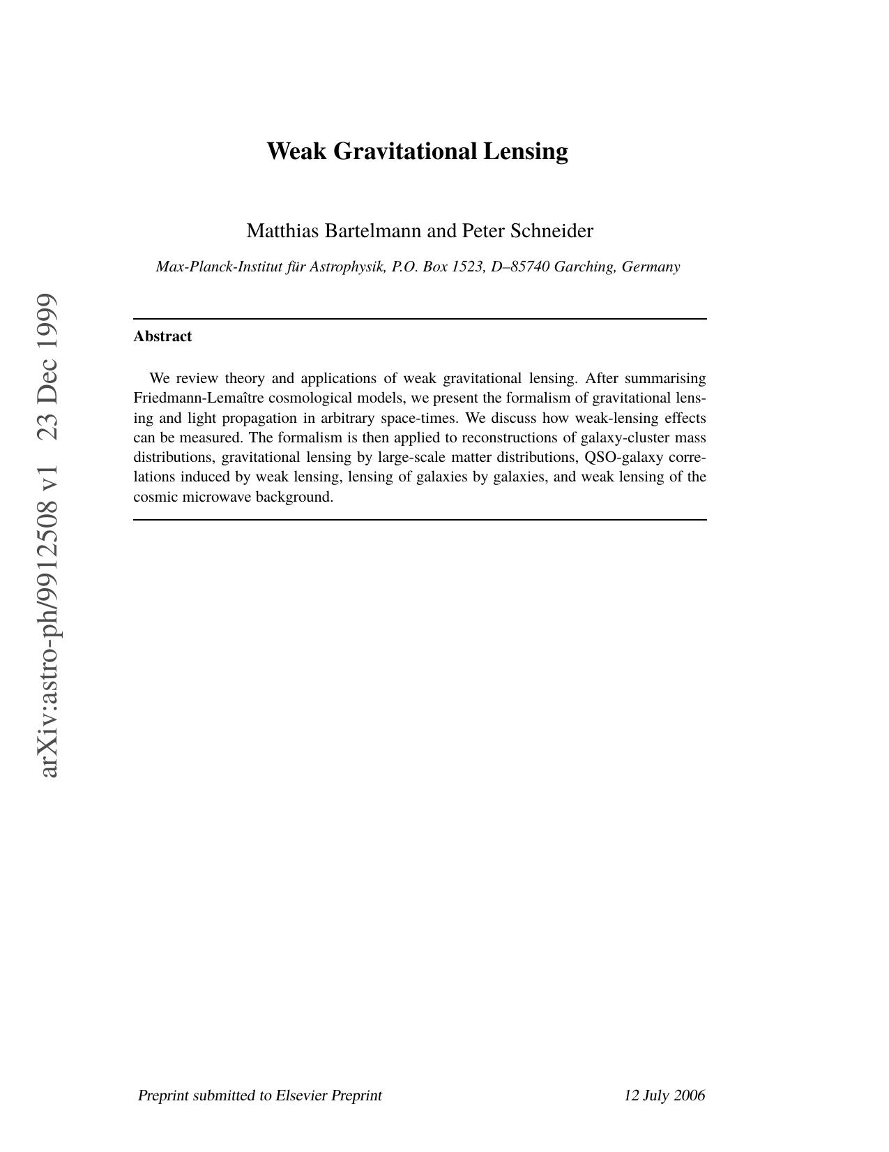 Weak Gravitational Lensing by Unknown