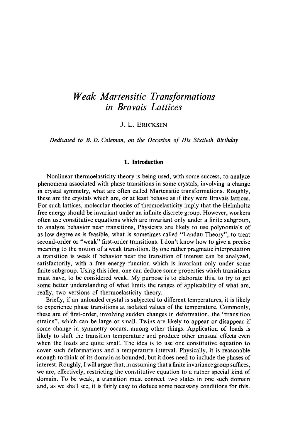 Weak martensitic transformations in bravais lattices by Unknown