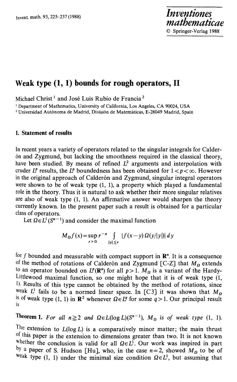 Weak type (1, 1) bounds for rough operators, II by Unknown