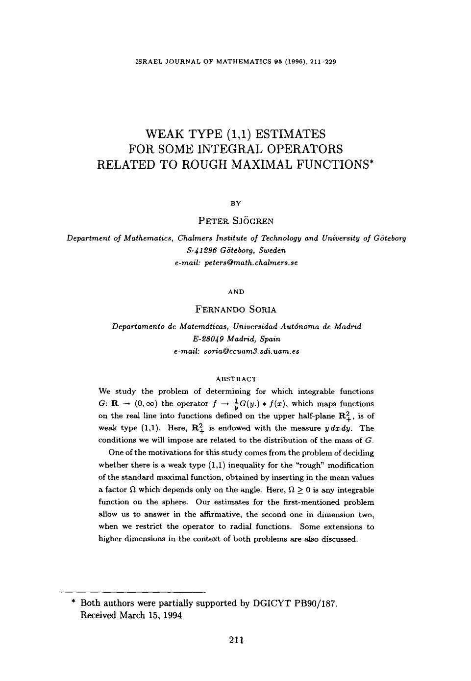 Weak type (1,1) estimates for some integral operators related to rough maximal functions by Unknown