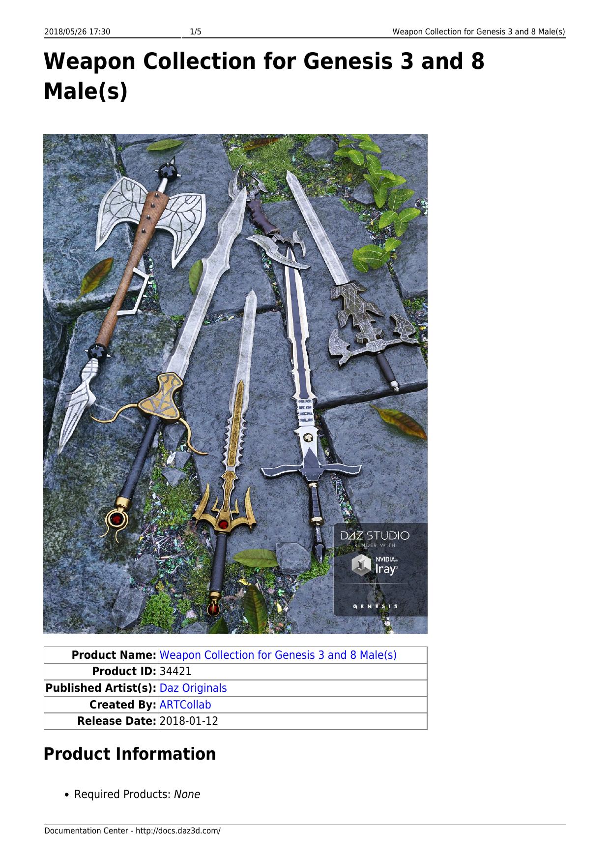 Weapon Collection for Genesis 3 and 8 Male(s) by Unknown