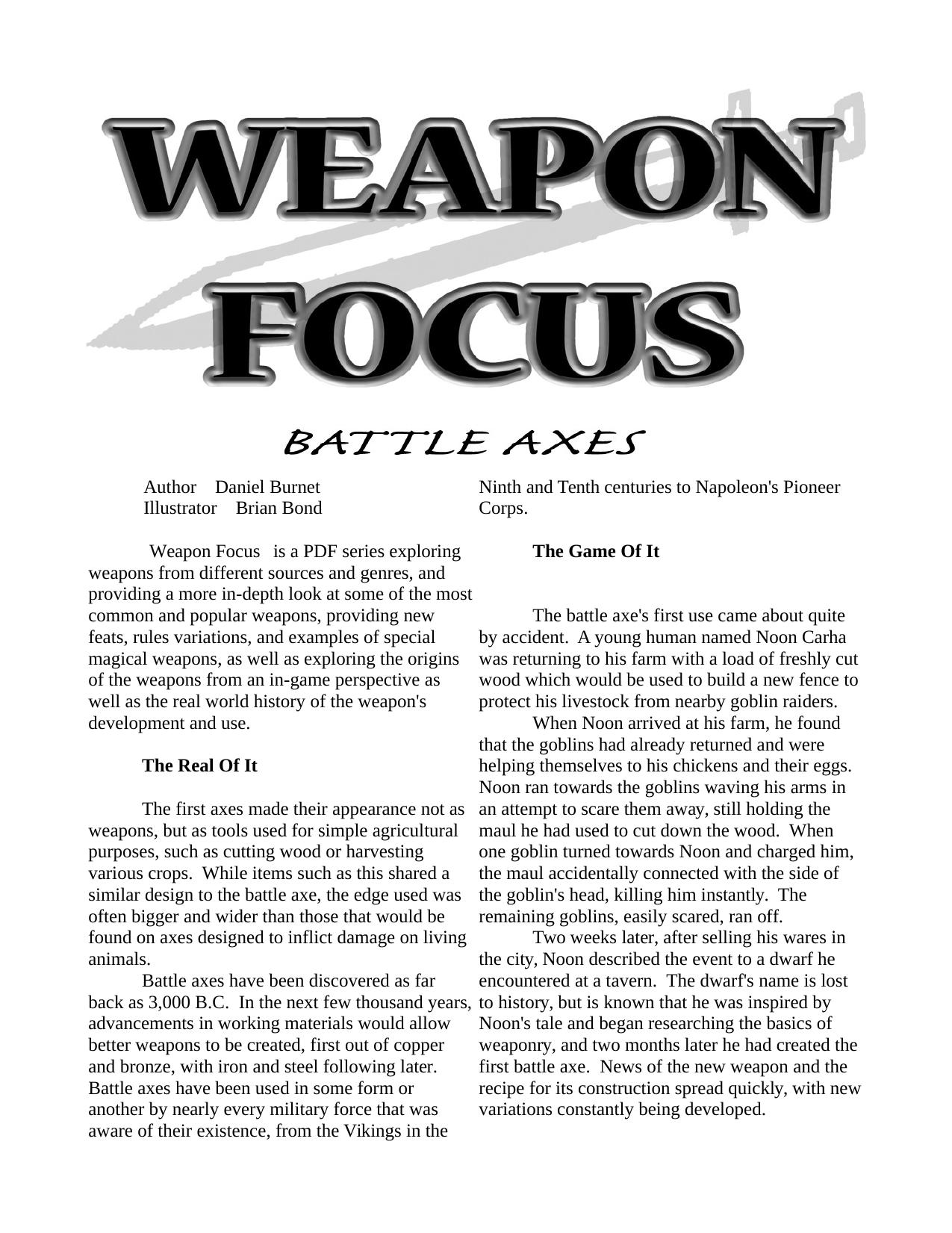 Weapon Focus: Battle Axes by Aleph Gaming