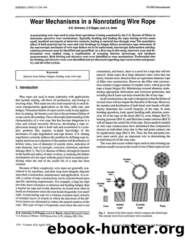 Wear mechanisms in a nonrotating wire rope by Unknown