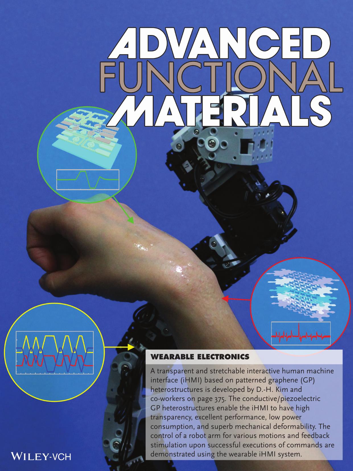 Wearable Electronics: Transparent and Stretchable Interactive Human Machine Interface Based on Patterned Graphene Heterostructures (Adv. Funct. Mater. 3&#x0002F;2015) by Unknown