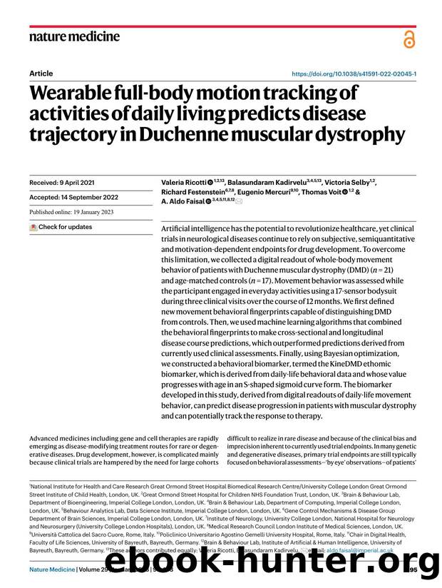 Wearable full-body motion tracking of activities of daily living predicts disease trajectory in Duchenne muscular dystrophy by unknow