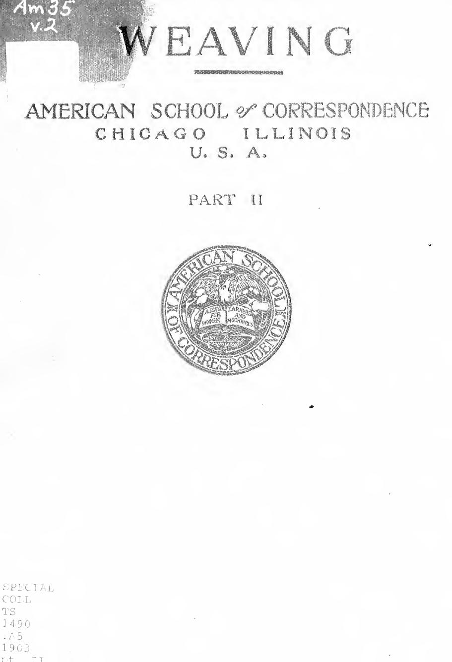Weaving : instruction paper by American School (Chicago Ill.)