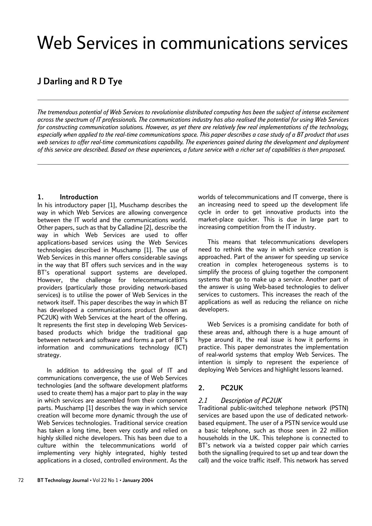 Web Services in Communications Services by Unknown