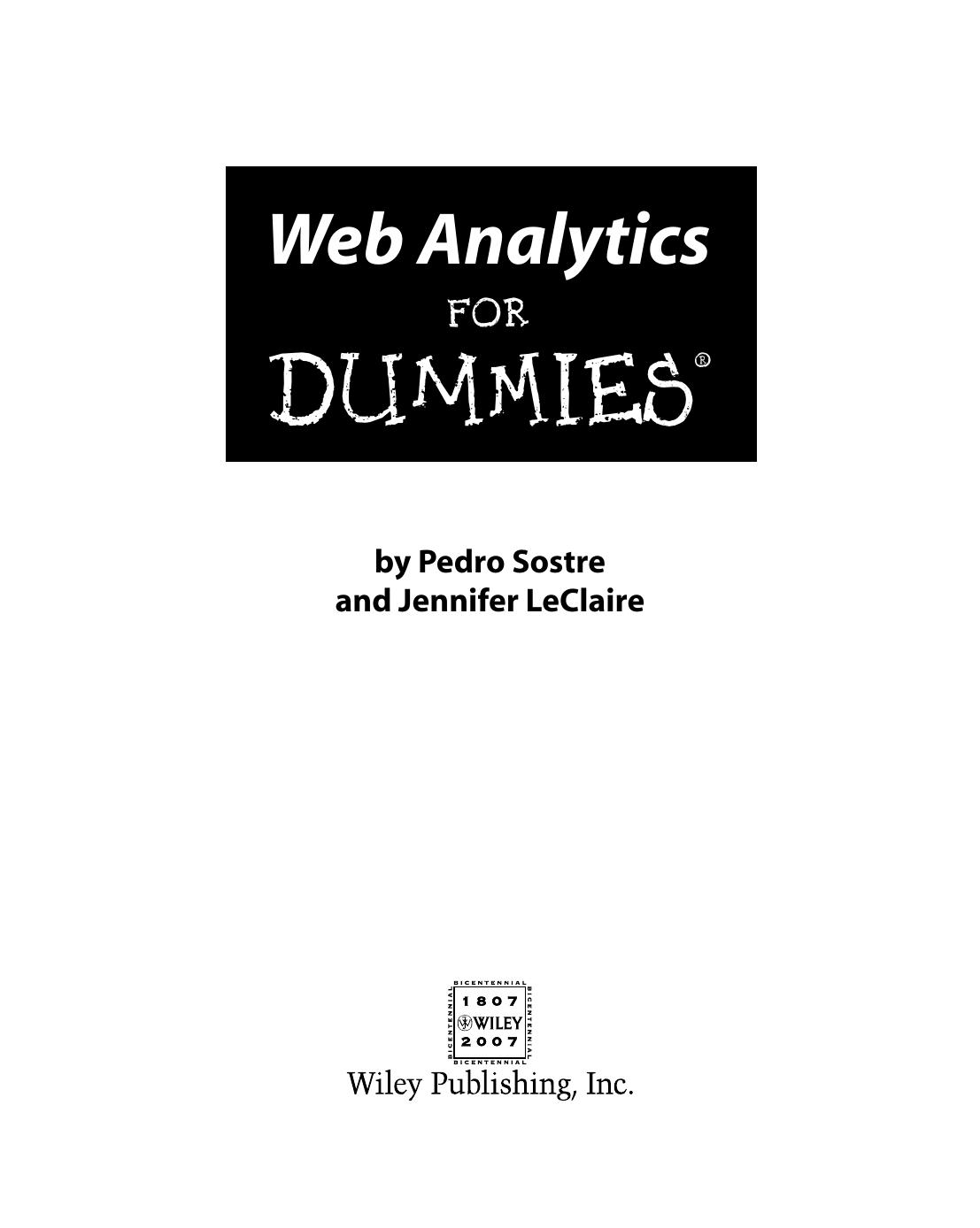 Web analytics for dummies by Pedro Sostre; Jennifer LeClaire