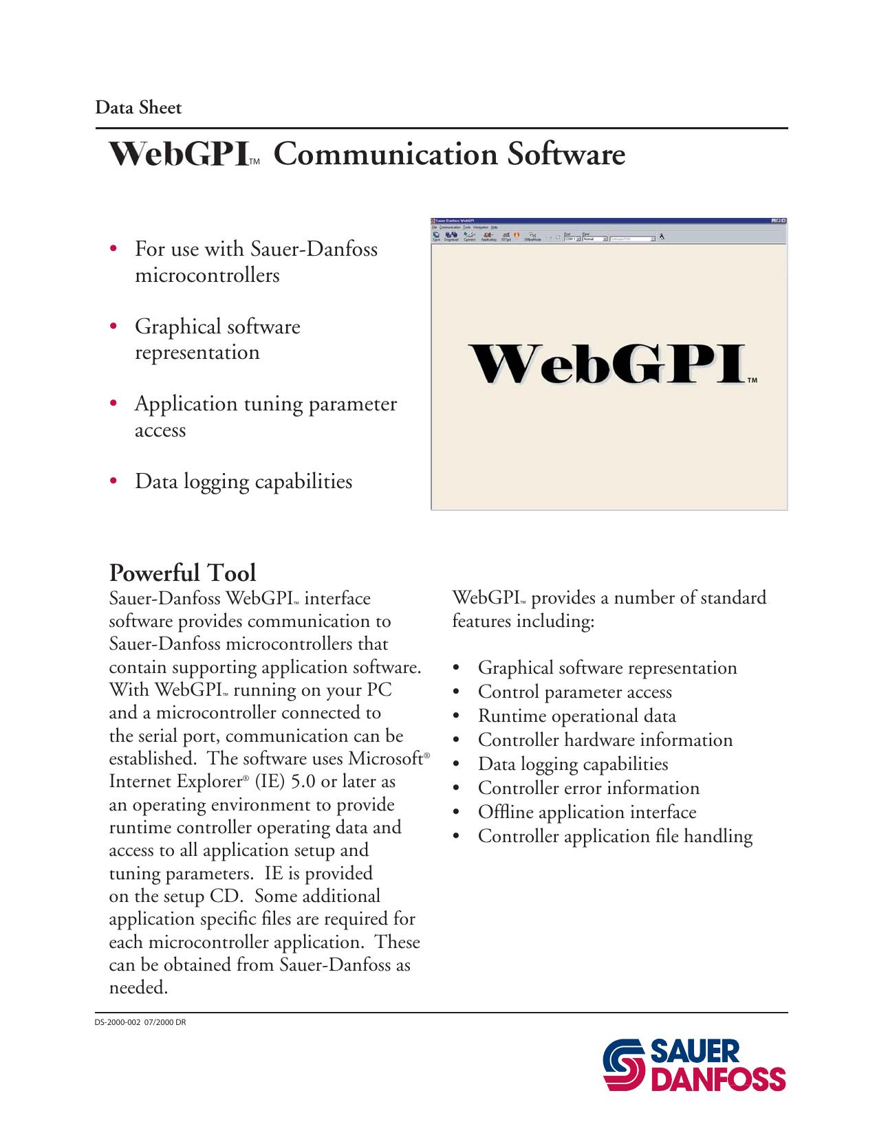 WebGPI Communication Software by Sauer-Danfoss (Electrohydraulics)