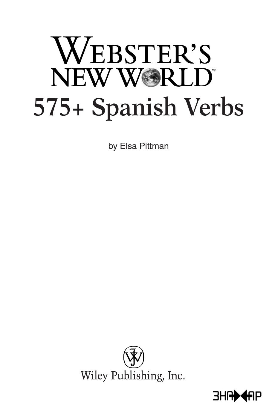 Webster's New World 575+ Spanish verbs by Elsa Pittman