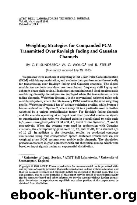 Weighting Strategies for Companded PCM Transmitted Over Rayleigh Fading and Gaussian Channels by Unknown