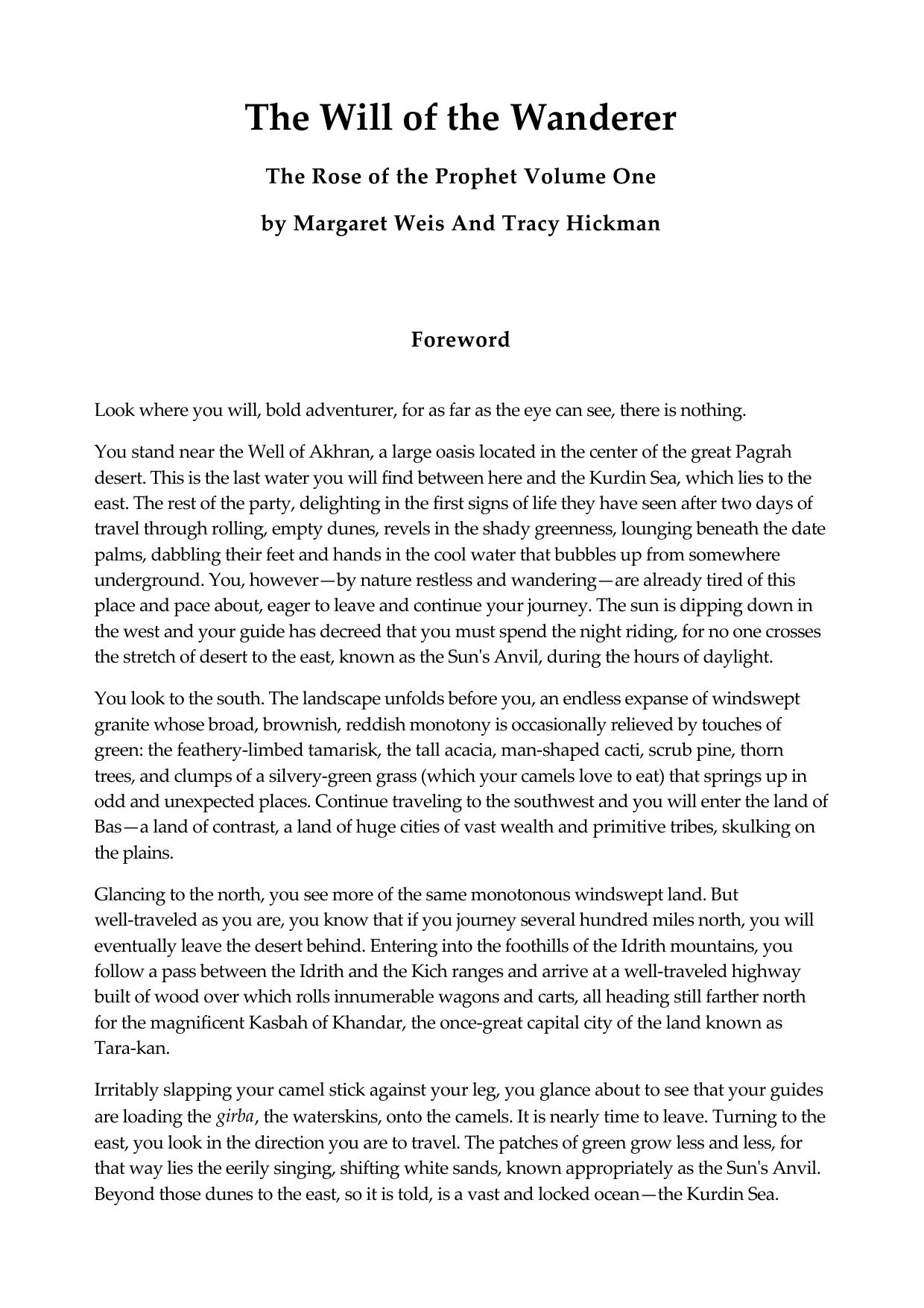 Weis, Margaret & Tracy Hickman - Rose of the Prophet 01 by Weis Margaret