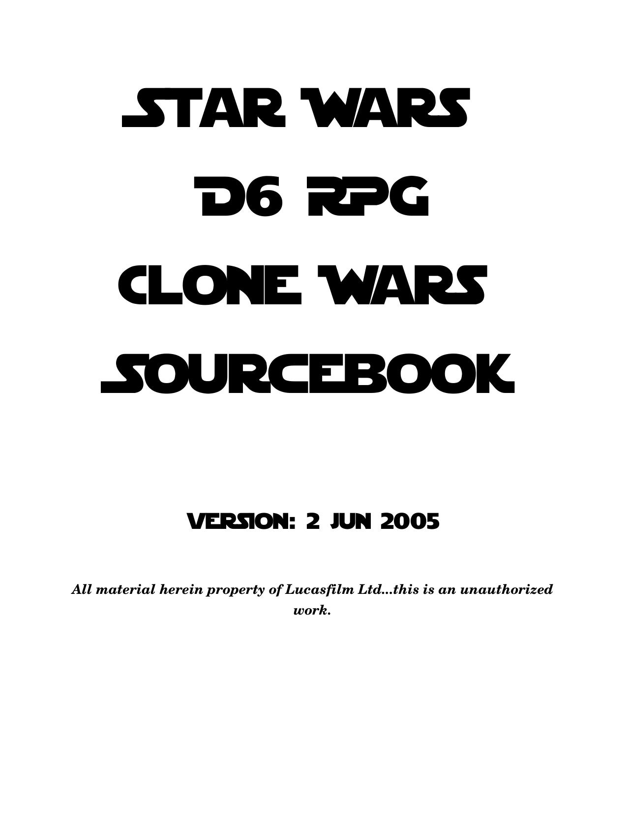 West End Games - Star Wars - Clone Wars Sourcebook by Revised