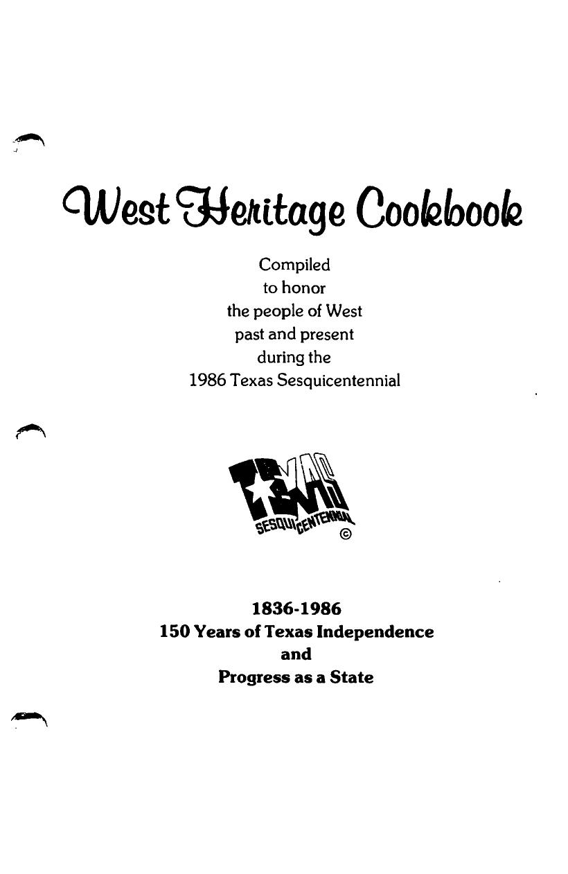 West Heritage Cookbook by Mary Dvoracek et. al
