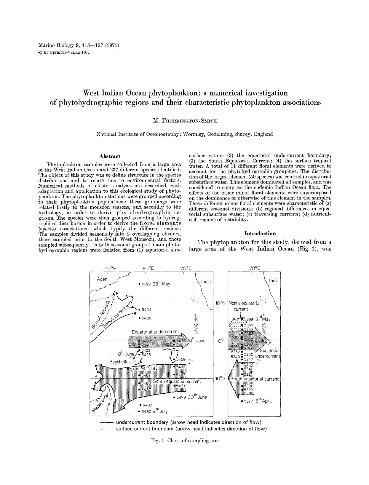 West Indian Ocean phytoplankton: a numerical investigation of phytohydrographic regions and their characteristic phytoplankton associations by Unknown