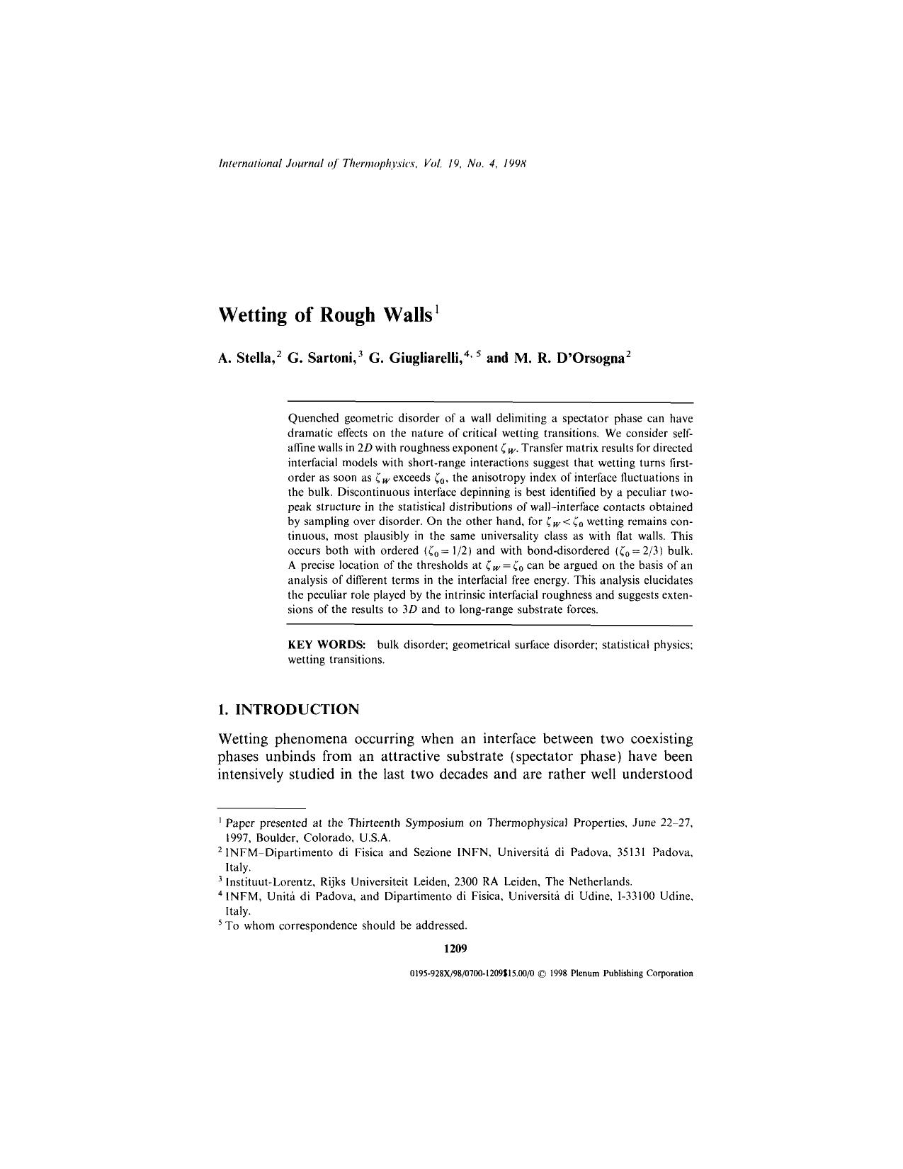 Wetting of Rough Walls by Unknown