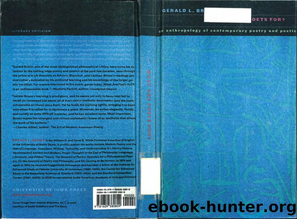 What Are Poets For?: An Anthropology of Contemporary Poetry and Poetics (Contemp North American Poetry) by Gerald L Bruns