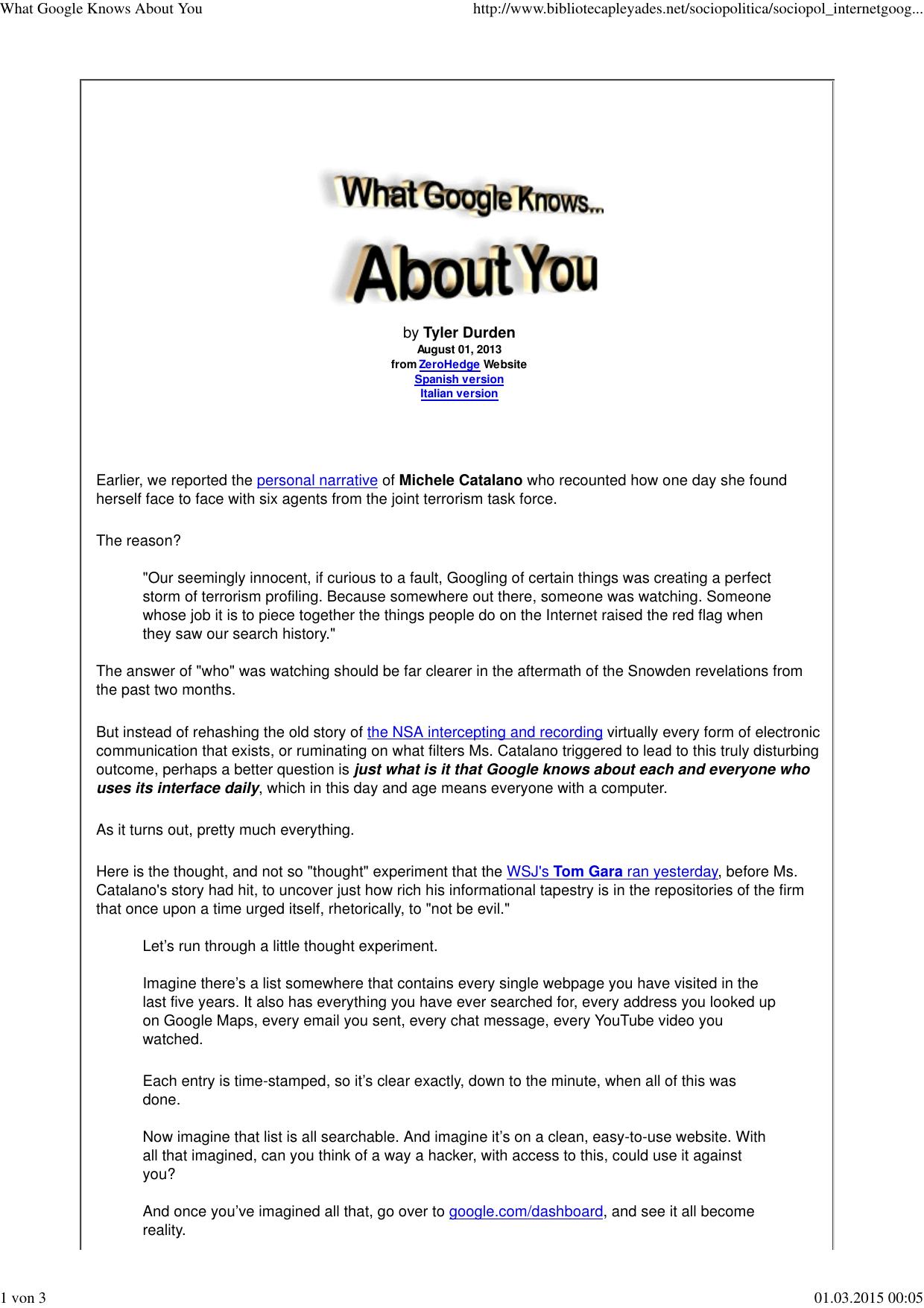 What Google Knows About You by Andi